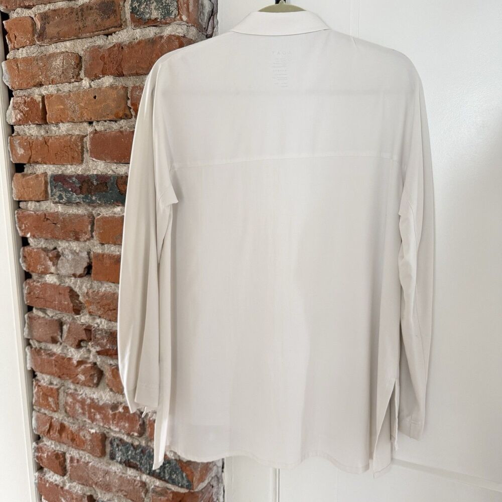 ADAY Women’s Size S Something Cool Blouse Ivory Snap Button Oversized Fit - Picture 3 of 10